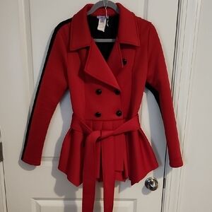Vibrant Red Blazer with Double-Breasted Style